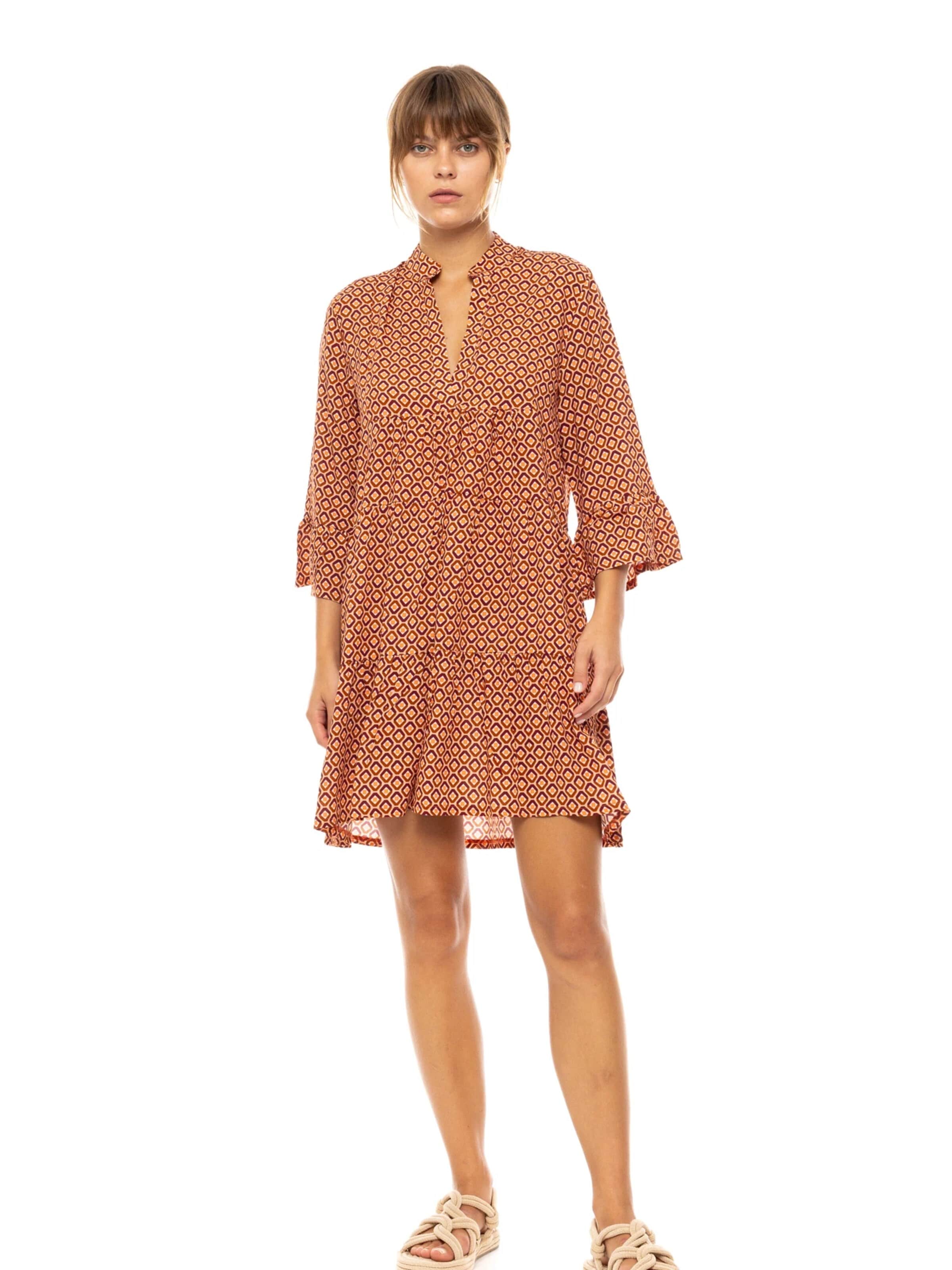 Pink Label Zomerjurk 'BEACHWEAR PRISM GEO' in Bruin: voorkant
