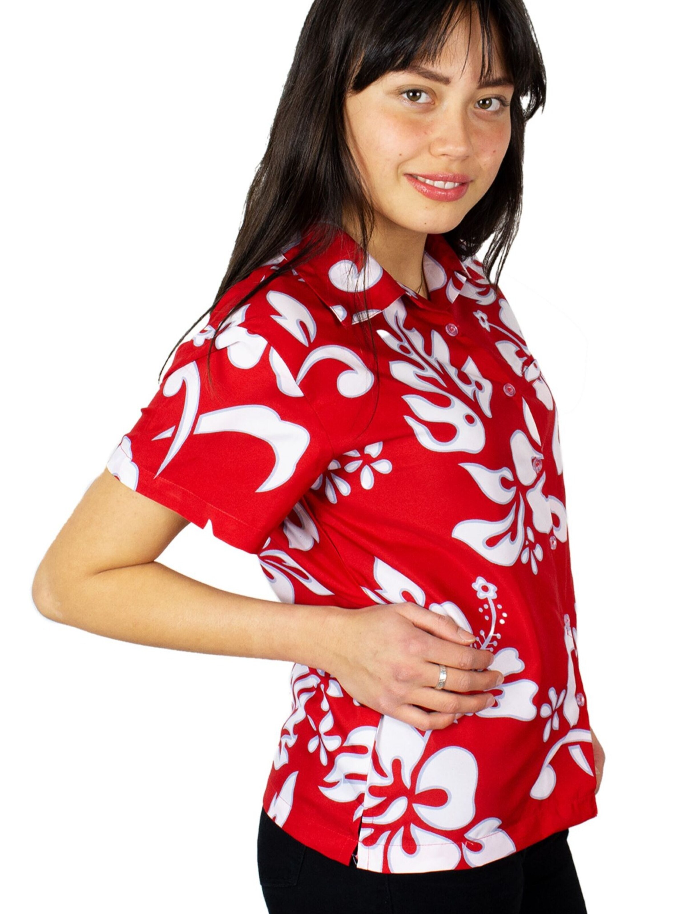 King Kameha Bluse 'Hibiscus'‌‌ in Rot
