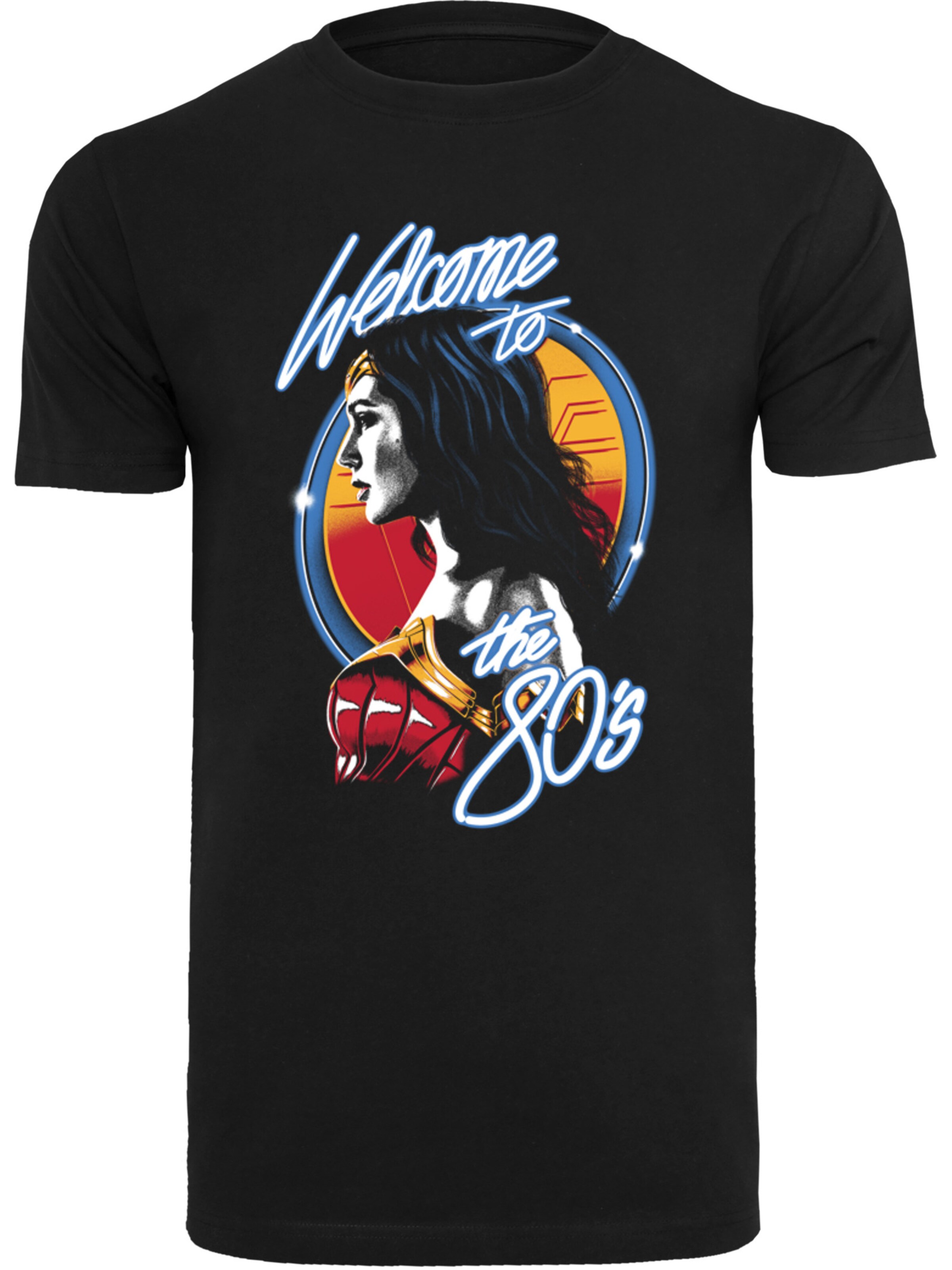F4NT4STIC Shirt 'DC Comics Wonder Woman 84 Welcome To The 80s' in Zwart: voorkant