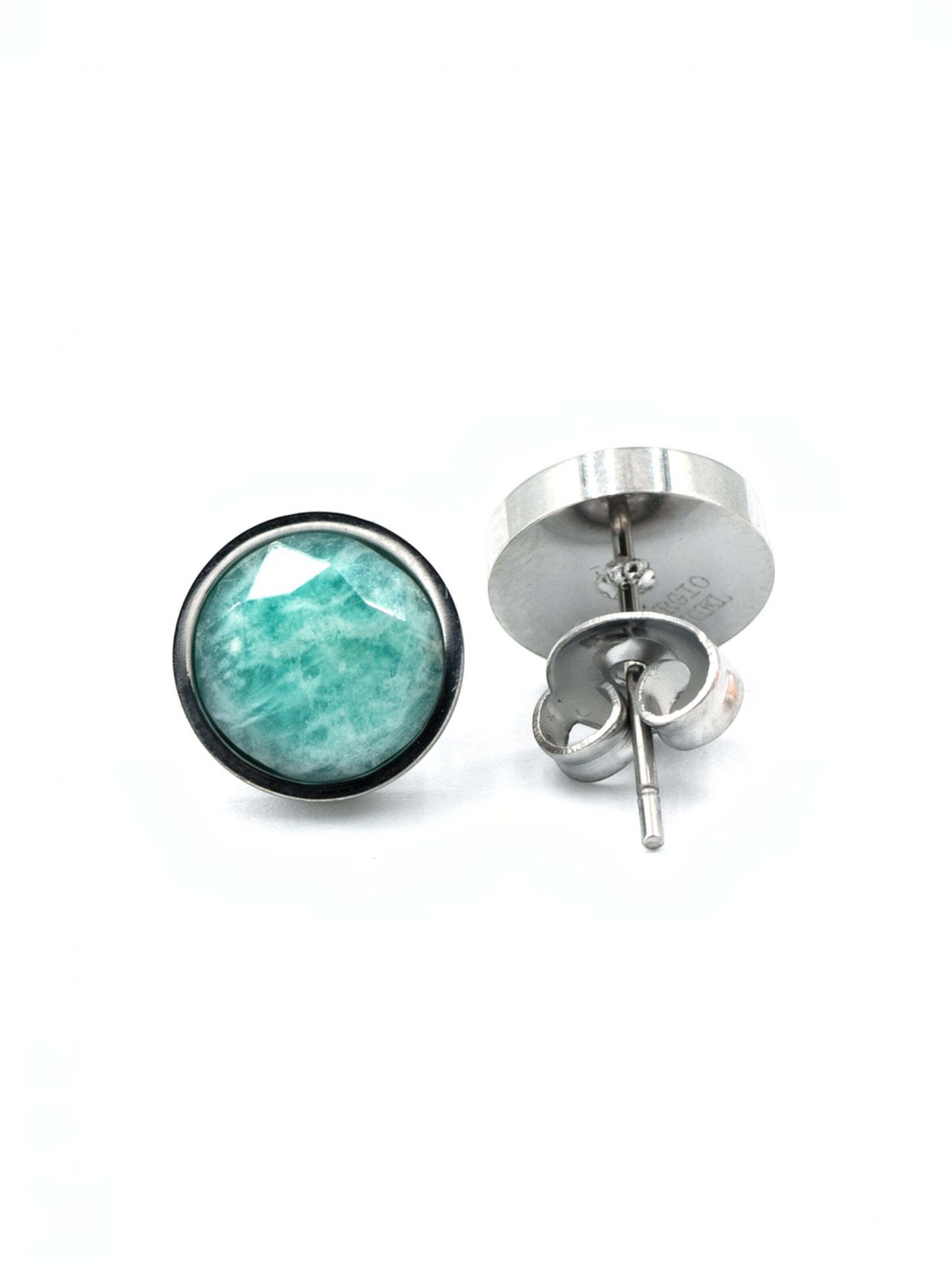 Sergio Engel Earrings 'Beach Ohrring 04 - Wasserfester Naturstein-Ohrstecker in Edelstahl' in Green: front