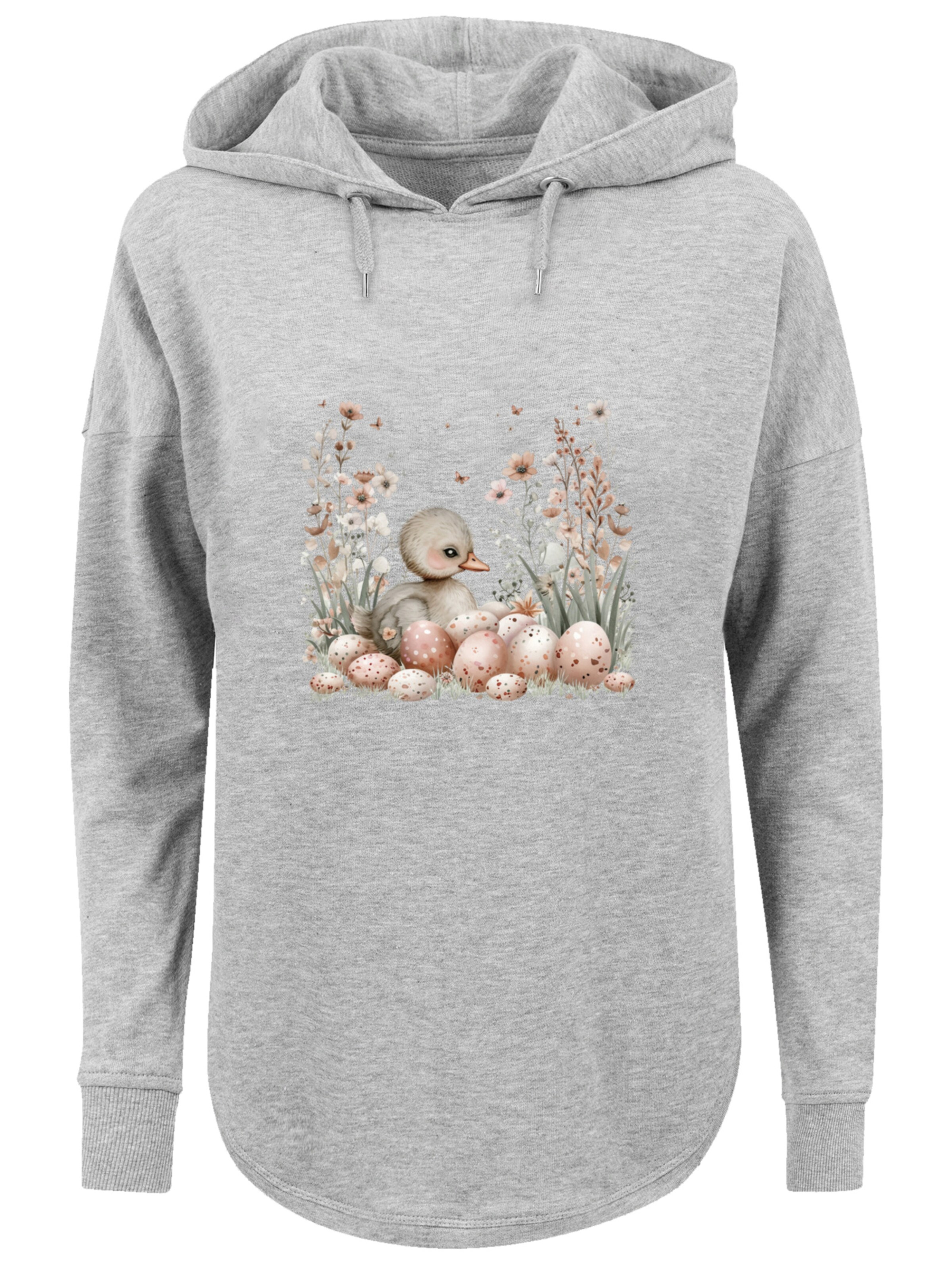 Pull-over 'Ente Ostereier Blumen Küken' F4NT4STIC en gris : devant
