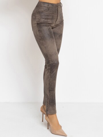 JIORO Skinny Broek in Bruin