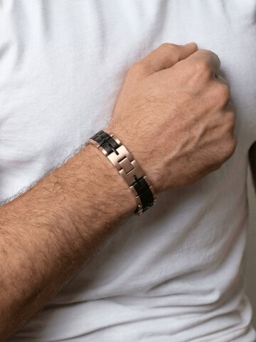 La Moda Me Armband 'Baldr Rose Gold & Zebrawood' in Zwart