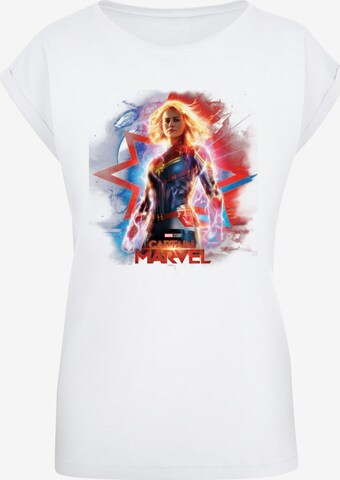ABSOLUTE CULT Shirt 'Captain Marvel - Poster' in Wit: voorkant
