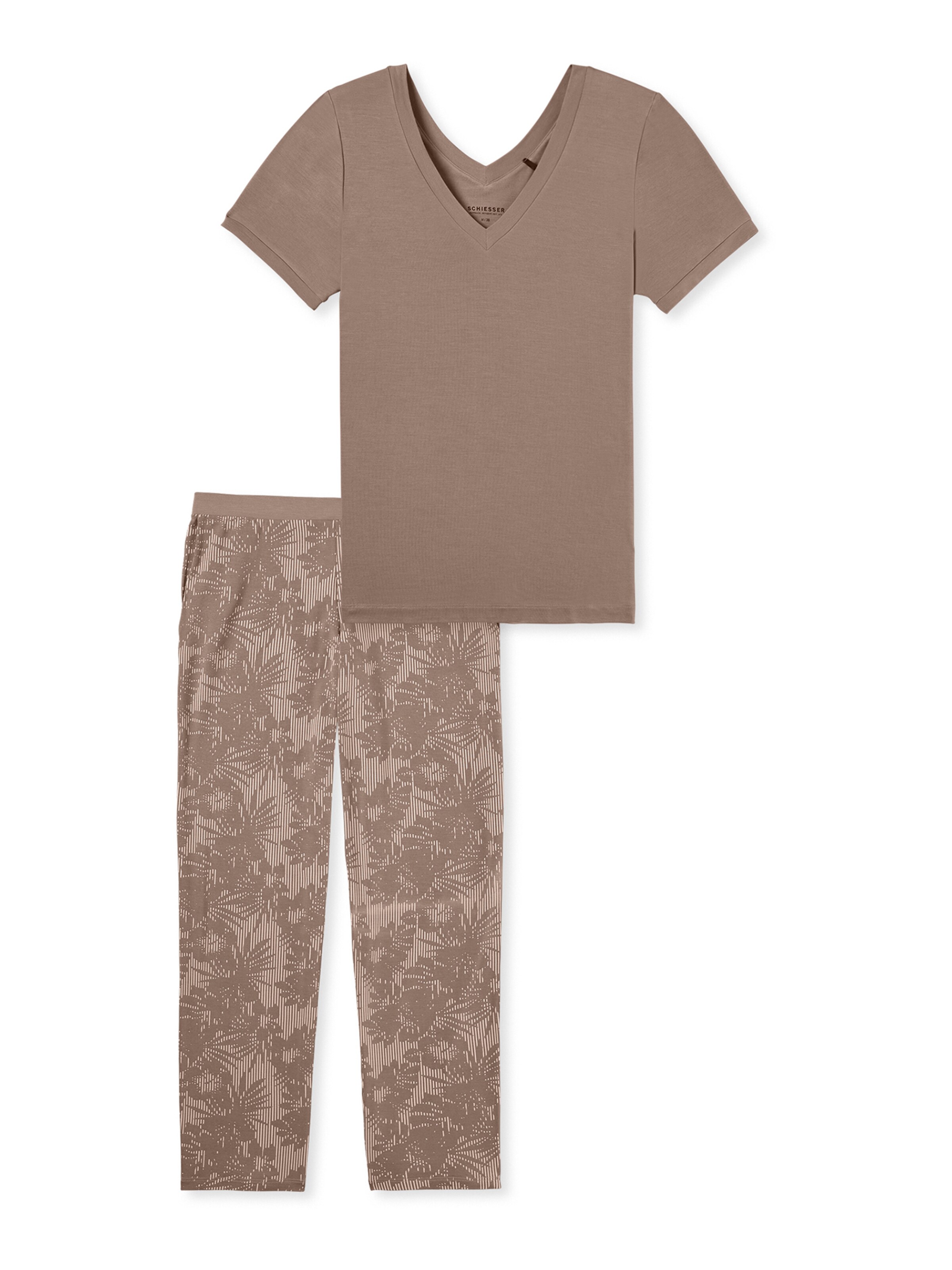 SCHIESSER Pyjama ' 7/8 - Selected Premium ' in Beige: Vorderseite