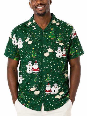 Regular fit Camicia 'Christmas Buddies' di King Kameha in verde