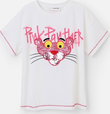 Desigual Tričko 'Pink Panther' – bílá: přední strana