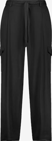 SAMOON Wide leg Pleat-Front Pants in Black: front