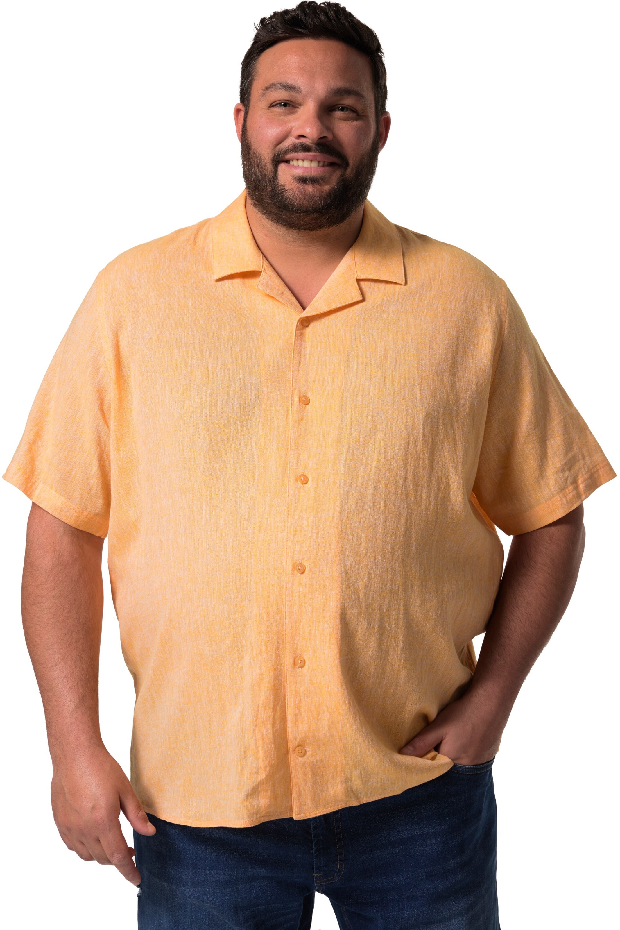 Men Plus Regular Fit Hemd in Orange: Vorderseite
