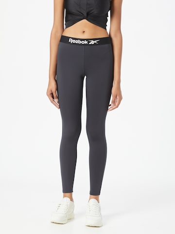 Reebok Skinny Workout Pants in Black: front