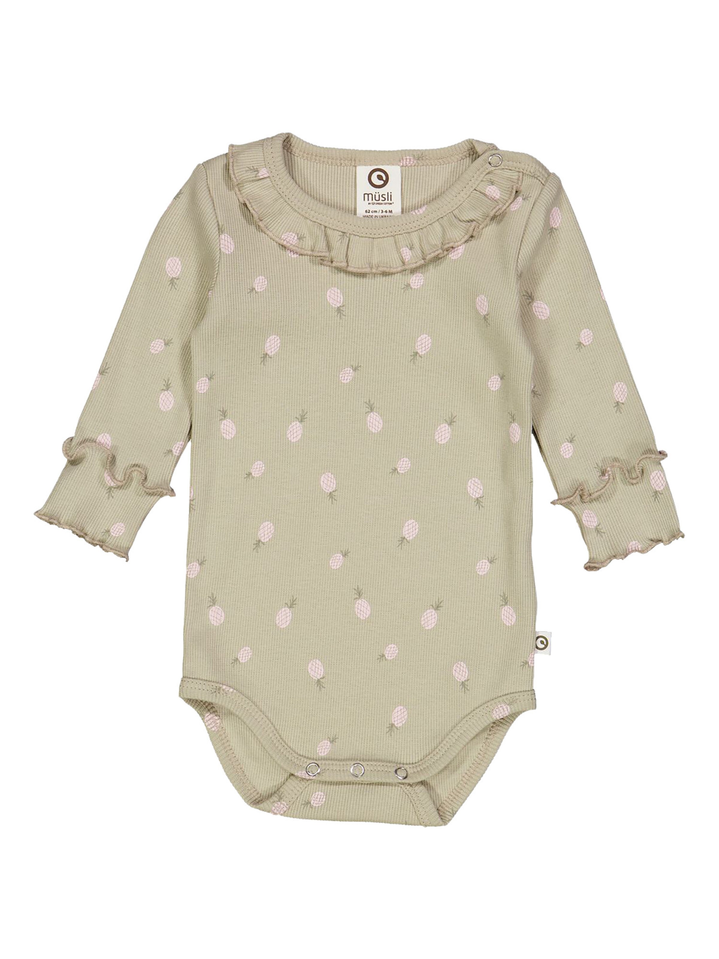 Barboteuse / body Müsli by GREEN COTTON en vert : devant