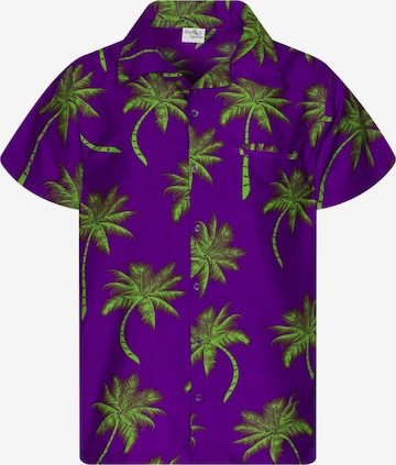 King Kameha Shirt 'Palmshadow' in Lila: Vorderseite