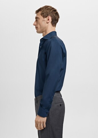 MANGO MAN Slim fit Button Up Shirt 'Emeritol' in Blue
