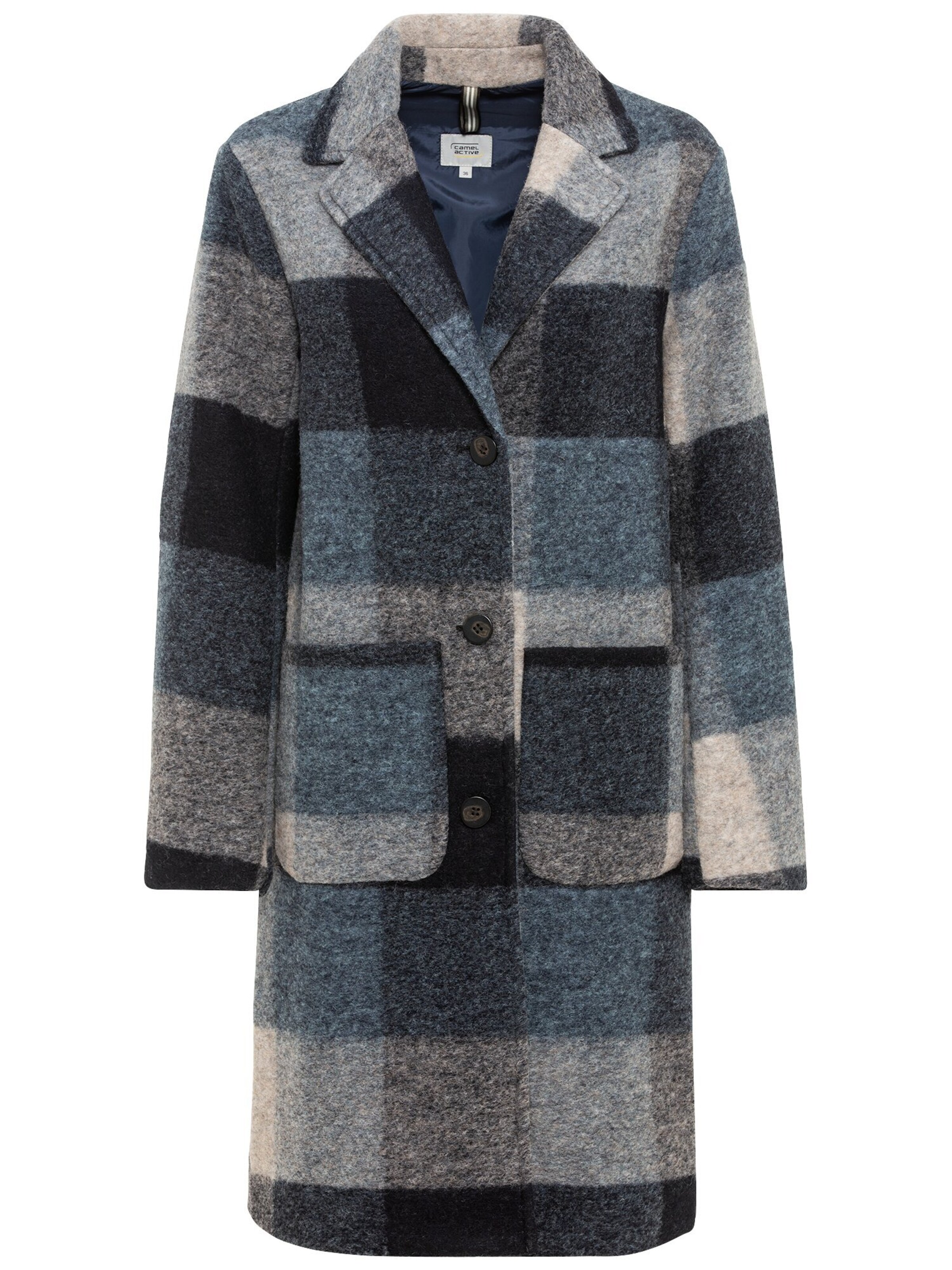 CAMEL ACTIVE Strickmantel im Karomuster in Grau: Vorderseite