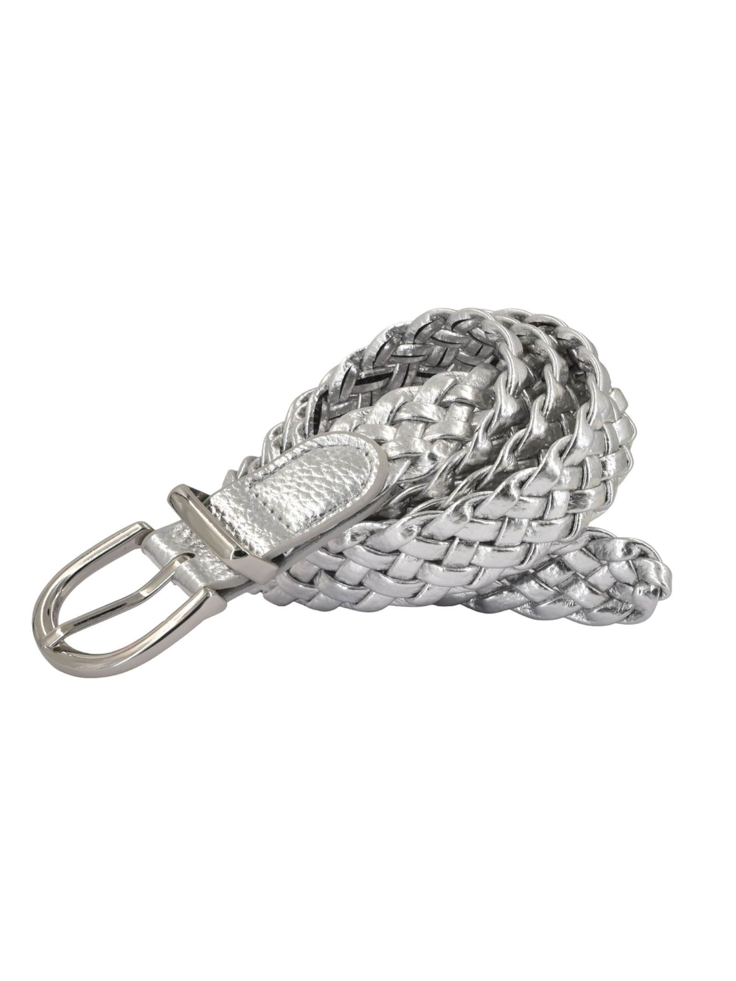 styleBREAKER Gürtel 'Flechtgürtel schmal'‌‌‌ in Silber: Vorderseite