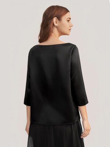 Lilysilk Blouse '3/4 Ärmel Seidenbluse mit Boot-Hals' in Zwart