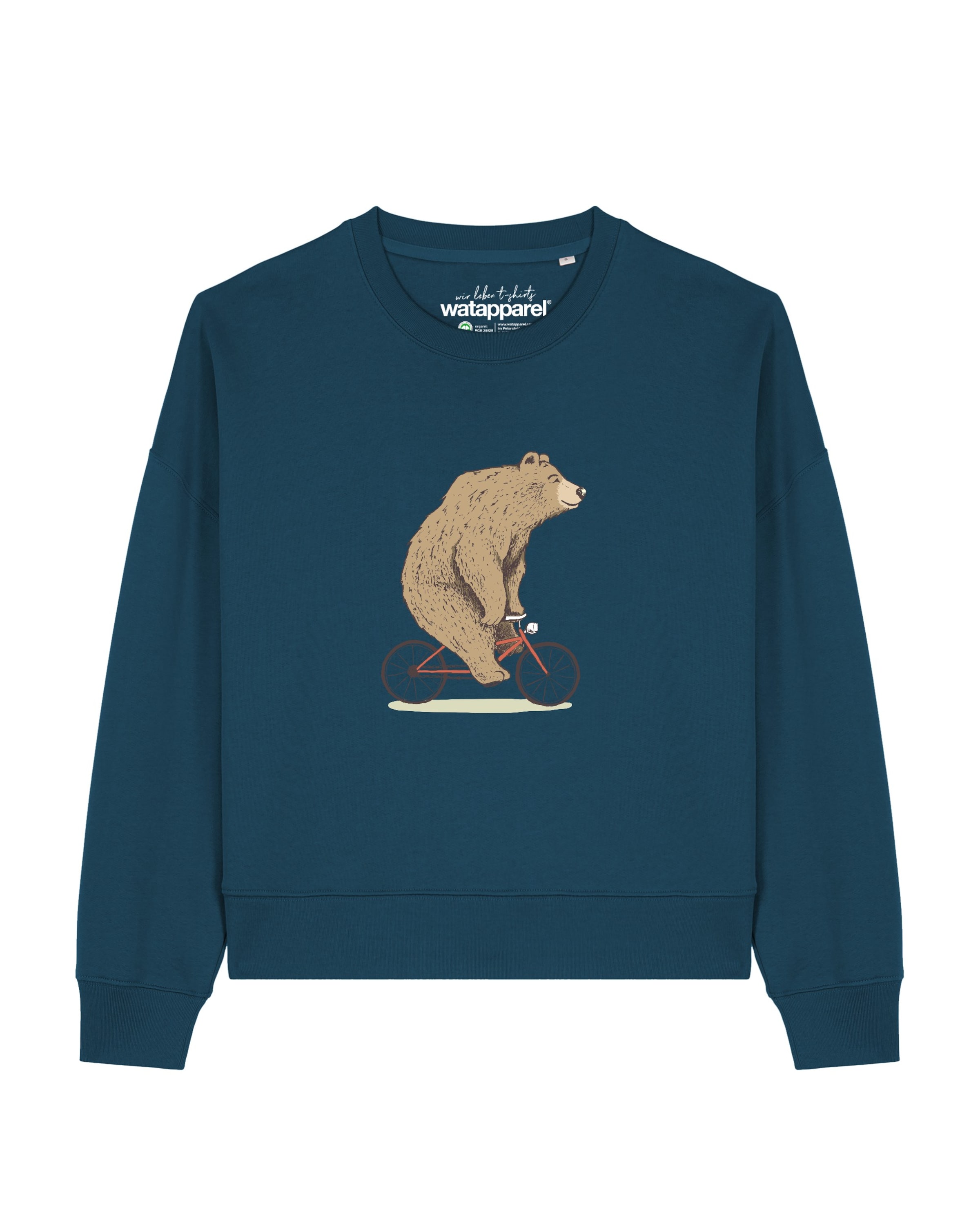 Watapparel Sweatshirt 'Fahrradbär ' in Grün: Vorderseite