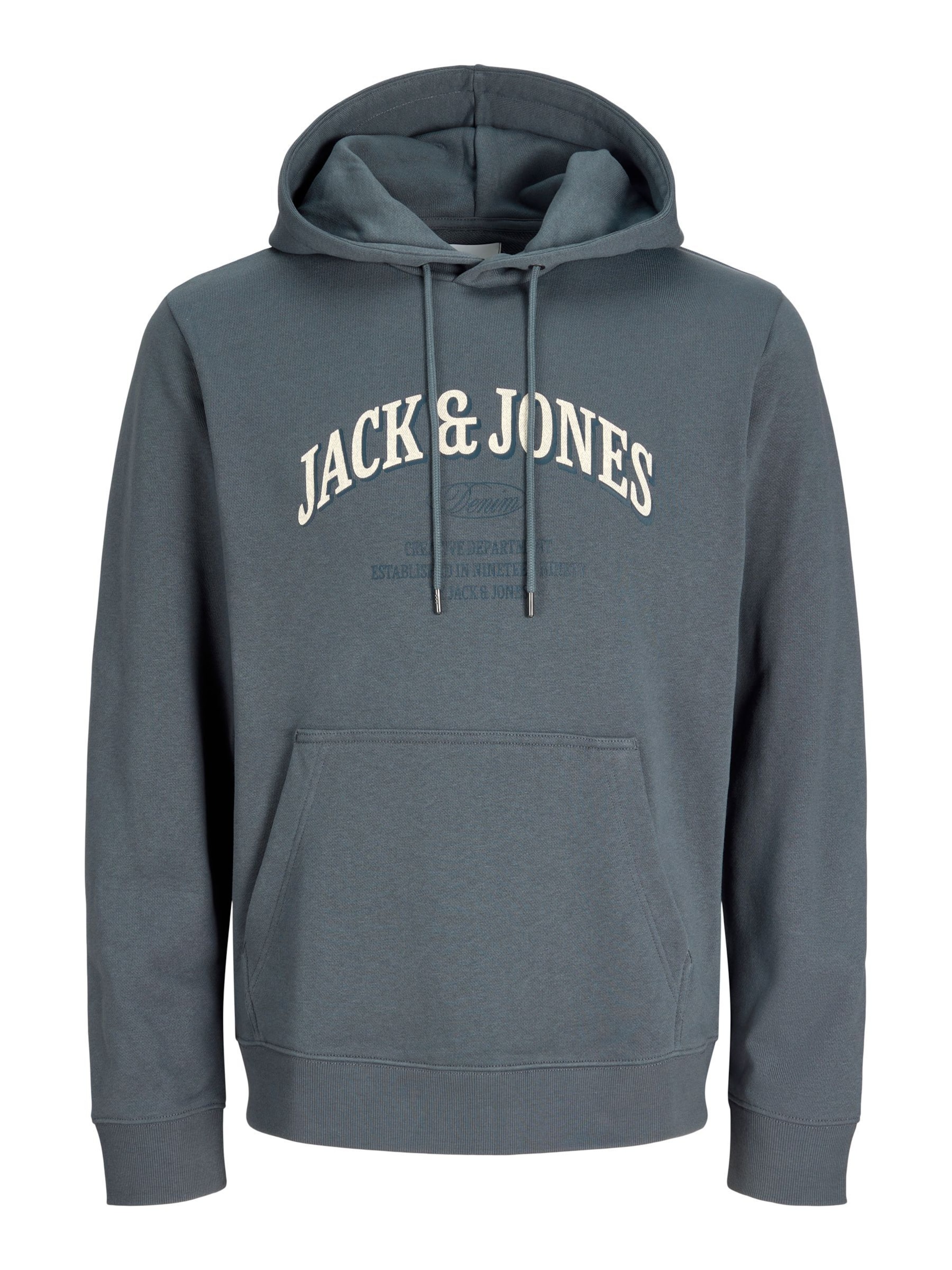 JACK & JONES Sweatshirt 'JJEDENVER' i L i basalgrå / hvid, Produktvisning