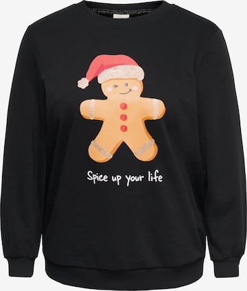 ONLY Carmakoma Sweatshirt 'CARXMAS SNOW' in Schwarz: Vorderseite