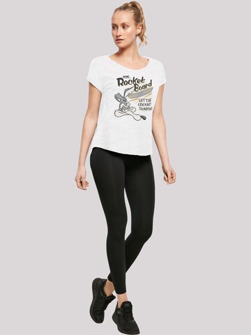 F4NT4STIC Shirt 'Looney Tunes Wile E Coyote Rocket Board' in White