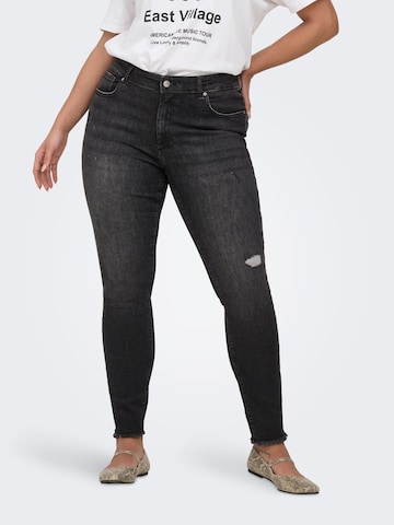 ONLY Carmakoma Skinny Jeans 'CARWilly' in Zwart: voorkant