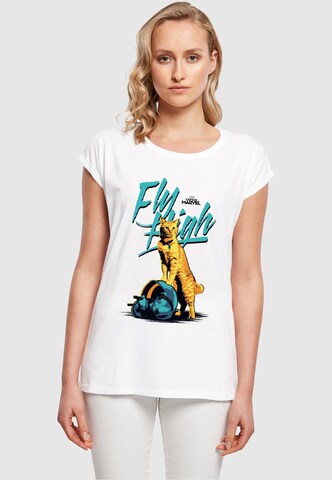 Maglietta 'Captain Marvel - Fly High' di ABSOLUTE CULT in bianco: frontale