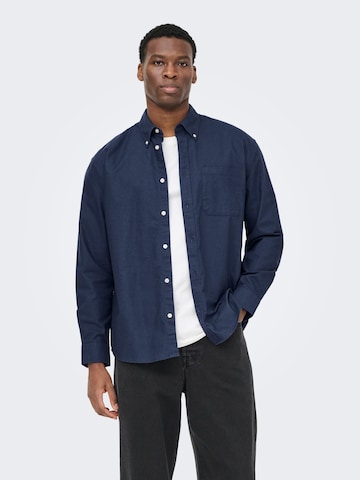 Only & Sons Regular Fit Hemd 'ONSOXFORD' in Blau: Vorderseite