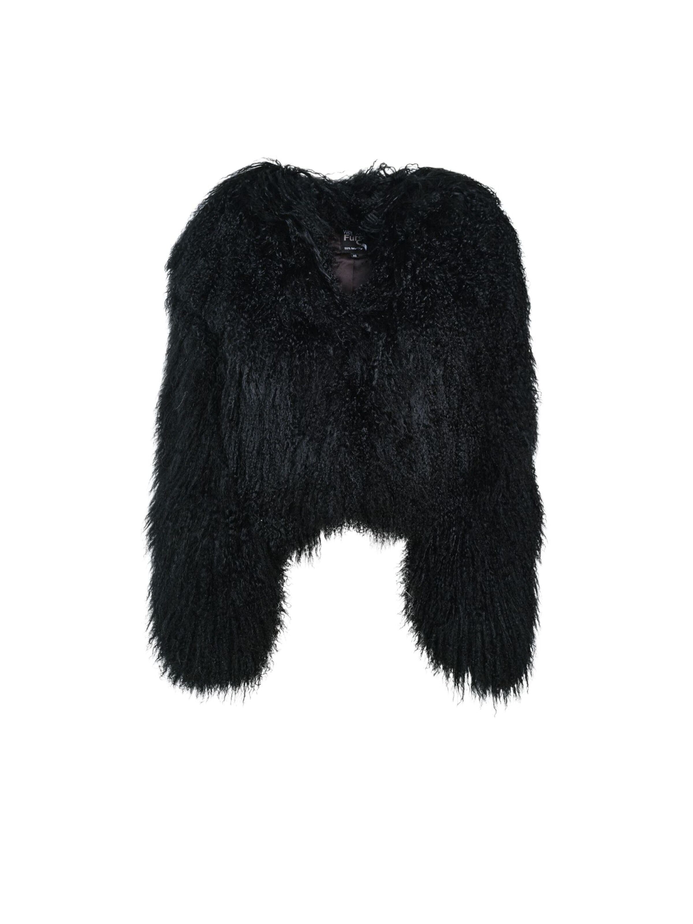 WeLoveFurs Winterjacke 'Lammfell Jacke CHLOÈ'‌‌‌‌‌‌‌‌ in Schwarz: Vorderseite