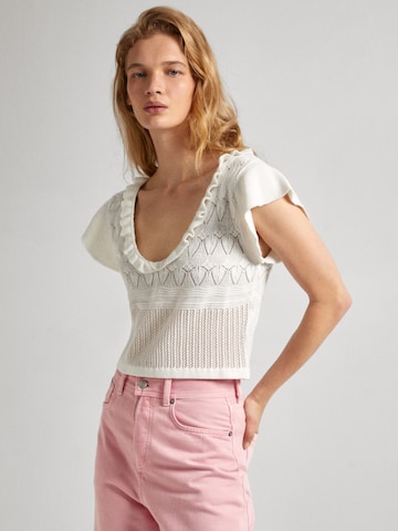 Pepe Jeans Knitted Top 'GOLDIE' in White: front