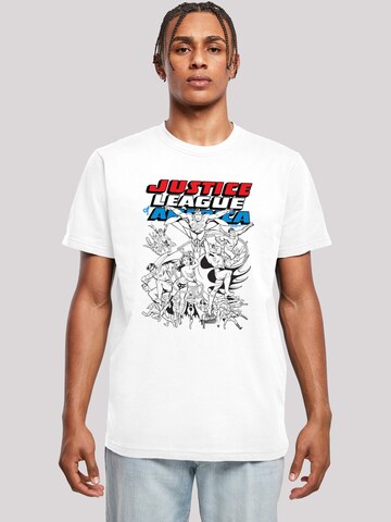 F4NT4STIC Shirt 'Justice League Mono Action Pose' in Wit: voorkant