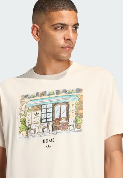 ADIDAS ORIGINALS T-Shirt 'Rome Shop' en bleu ciel / noisette / vert clair / blanc cassé, Vue avec produit