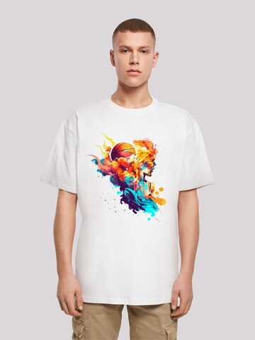 F4NT4STIC Shirt 'Basketball Sports Collection - Abstract player' in Wit: voorkant