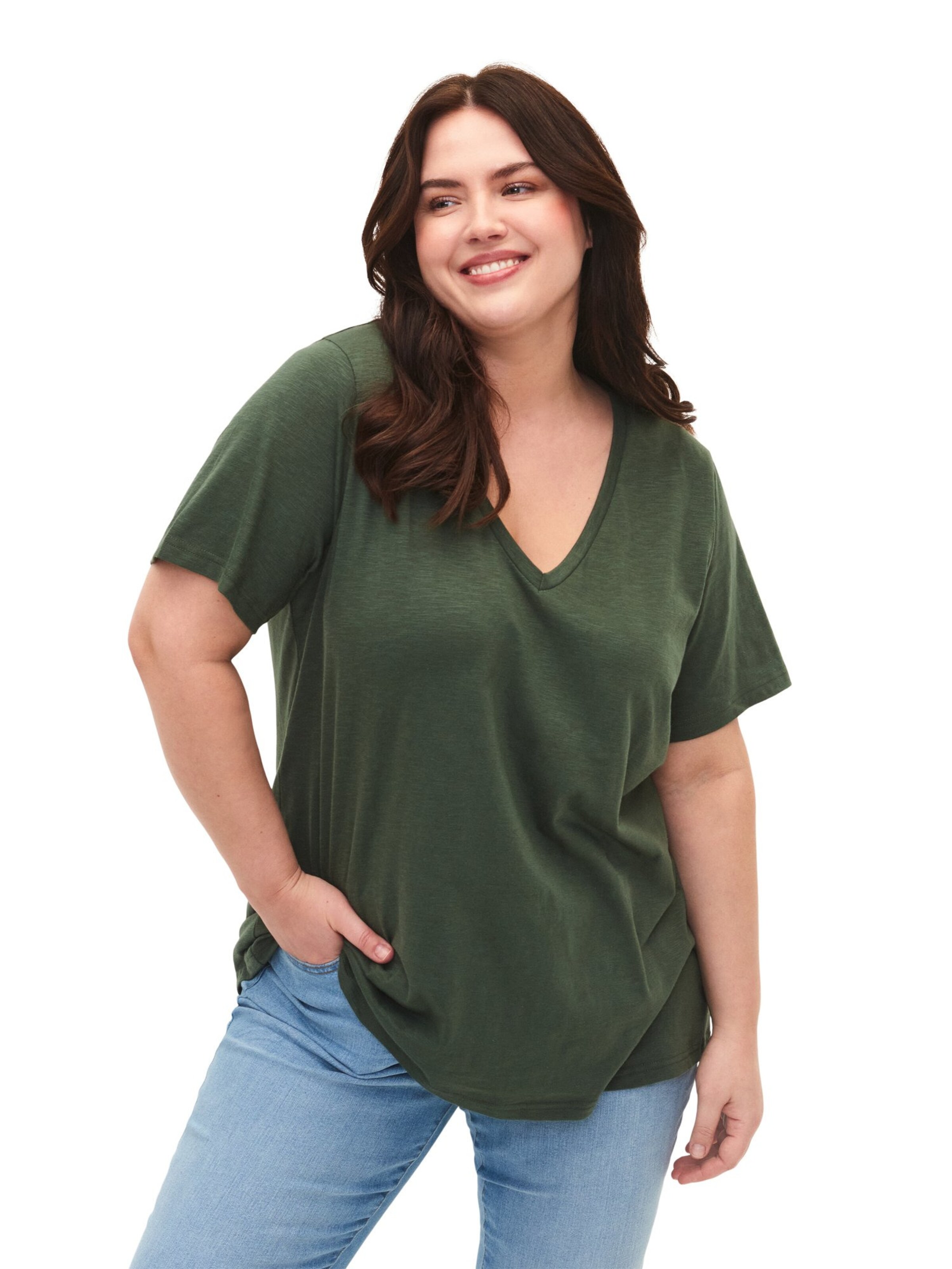 Zizzi Shirt 'Brea' in Green: front