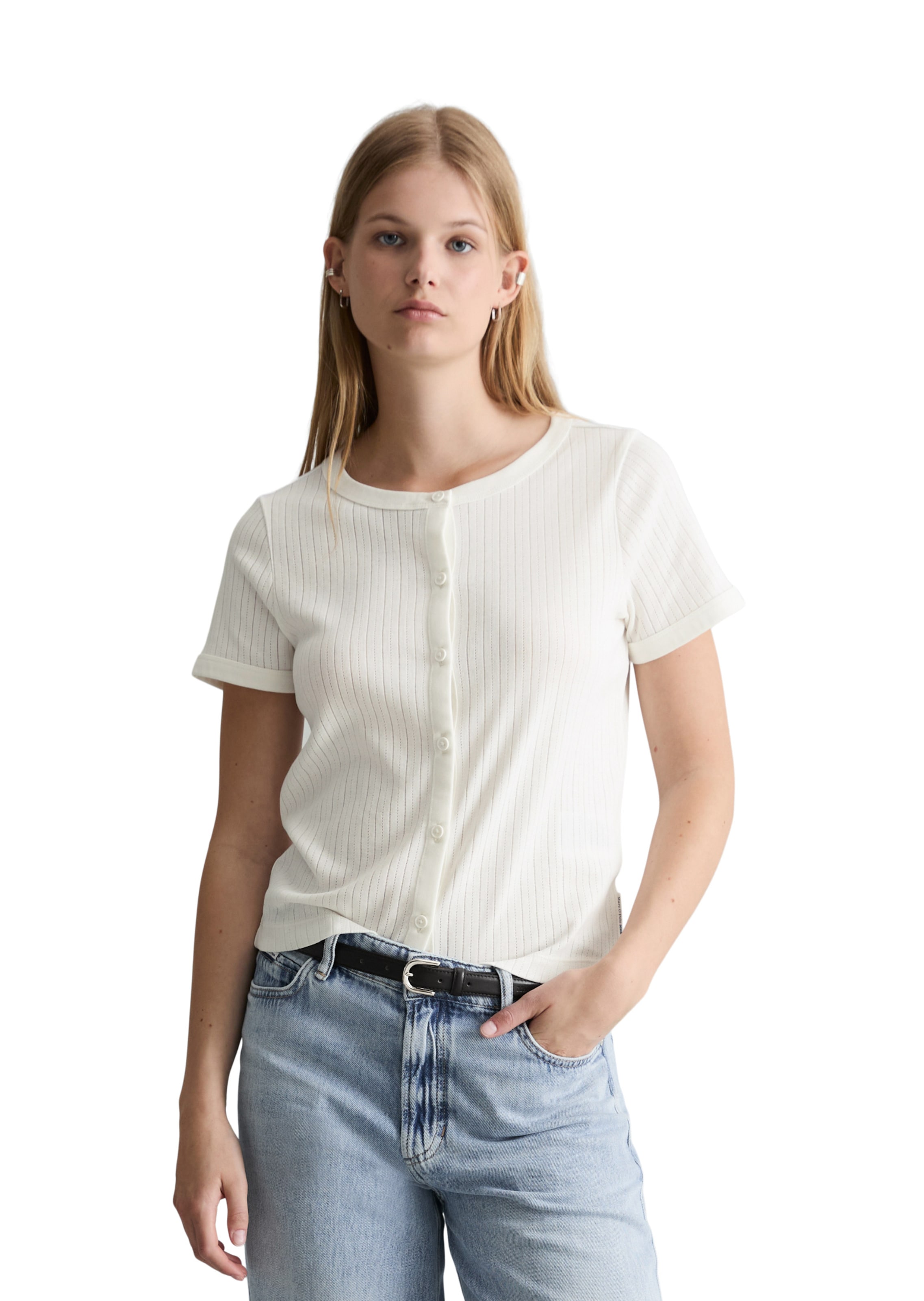 Marc O'Polo DENIM Gebreid vest in Wit: voorkant