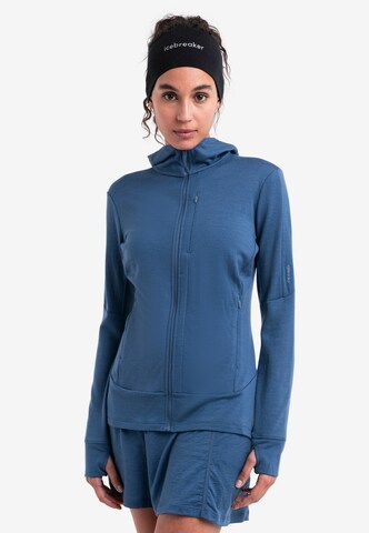 ICEBREAKER Athletic Zip-Up Hoodie 'Quantum IV' in Blue: front