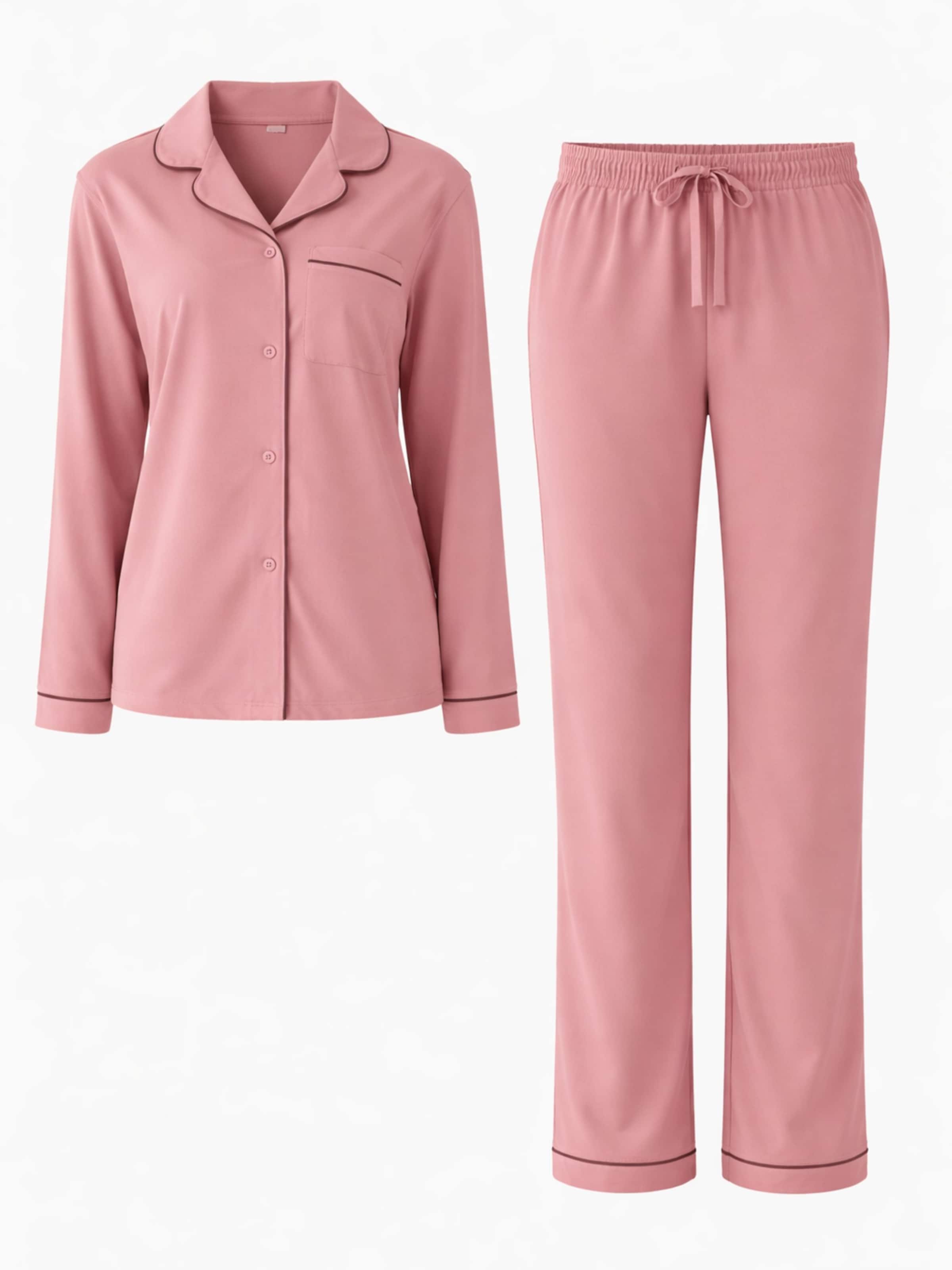 LEAFLETIC - Pijama 'Leafletic Women’s Nightwear Long set' en rosa: frente