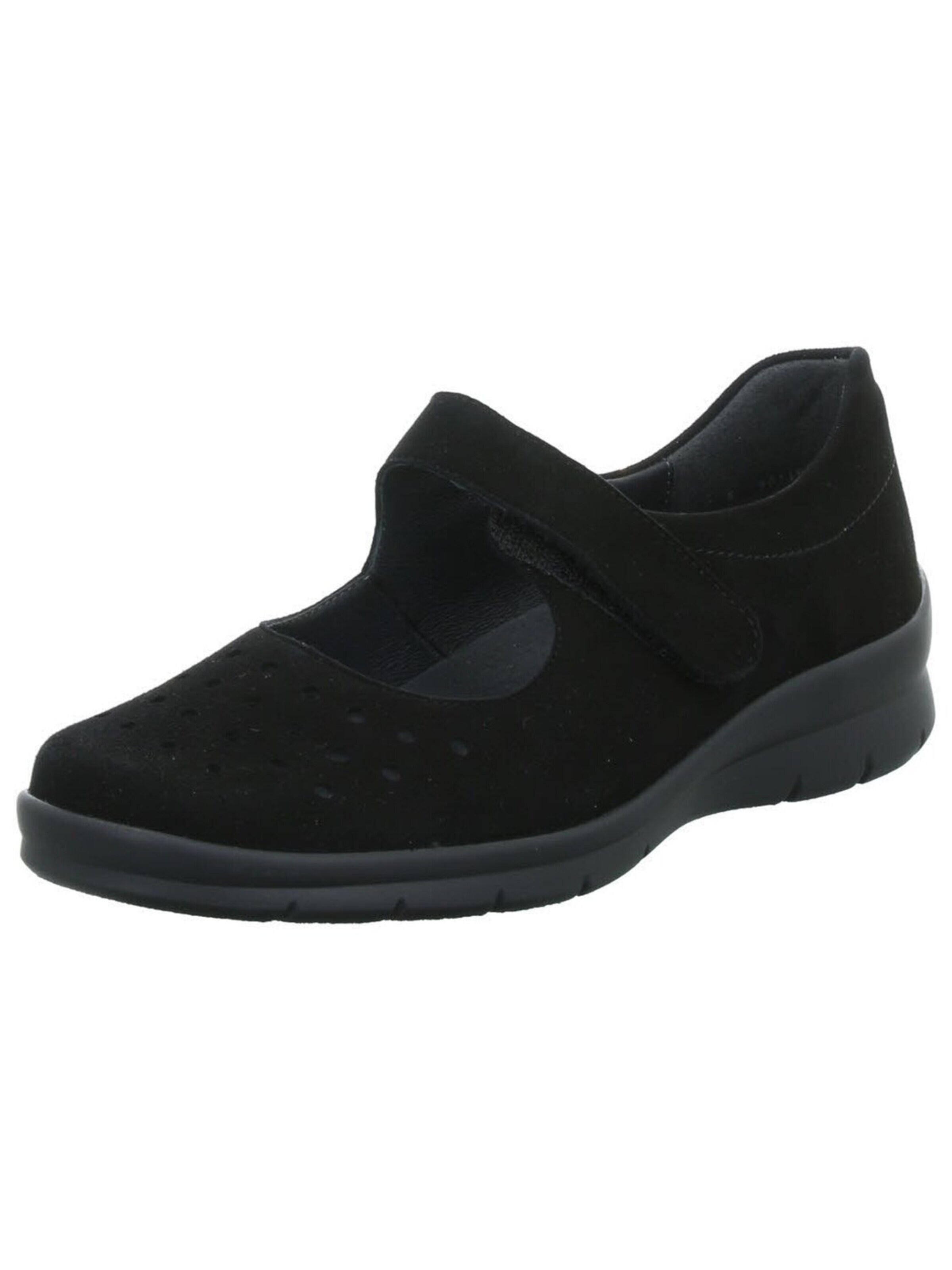 SEMLER Instappers 'Schnürschuh Damen X2075-042-001 Echtleder in schwarz' in Zwart: voorkant
