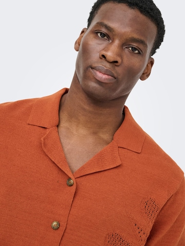 Only & Sons Comfort fit Button Up Shirt 'jam' in Red