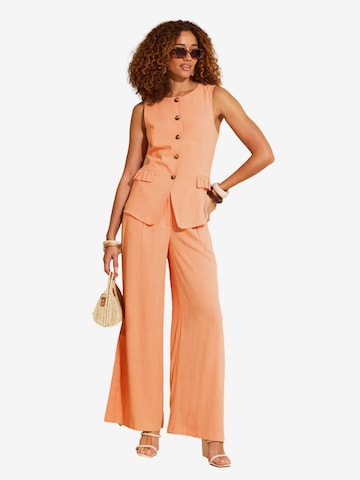 Wide Leg Pantalon à pince love & roses en orange : devant