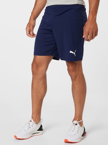 PUMA Regular Workout Pants 'TeamRise' in Blue: front