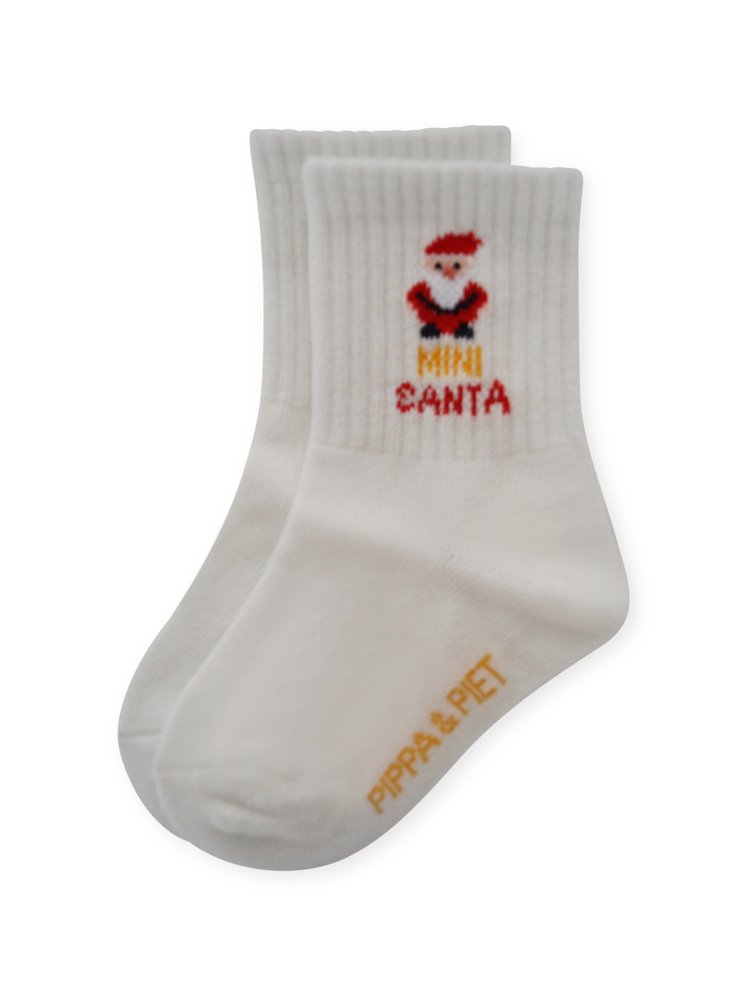 Pippa & Piet Socks 'MINI SANTA' in White: front