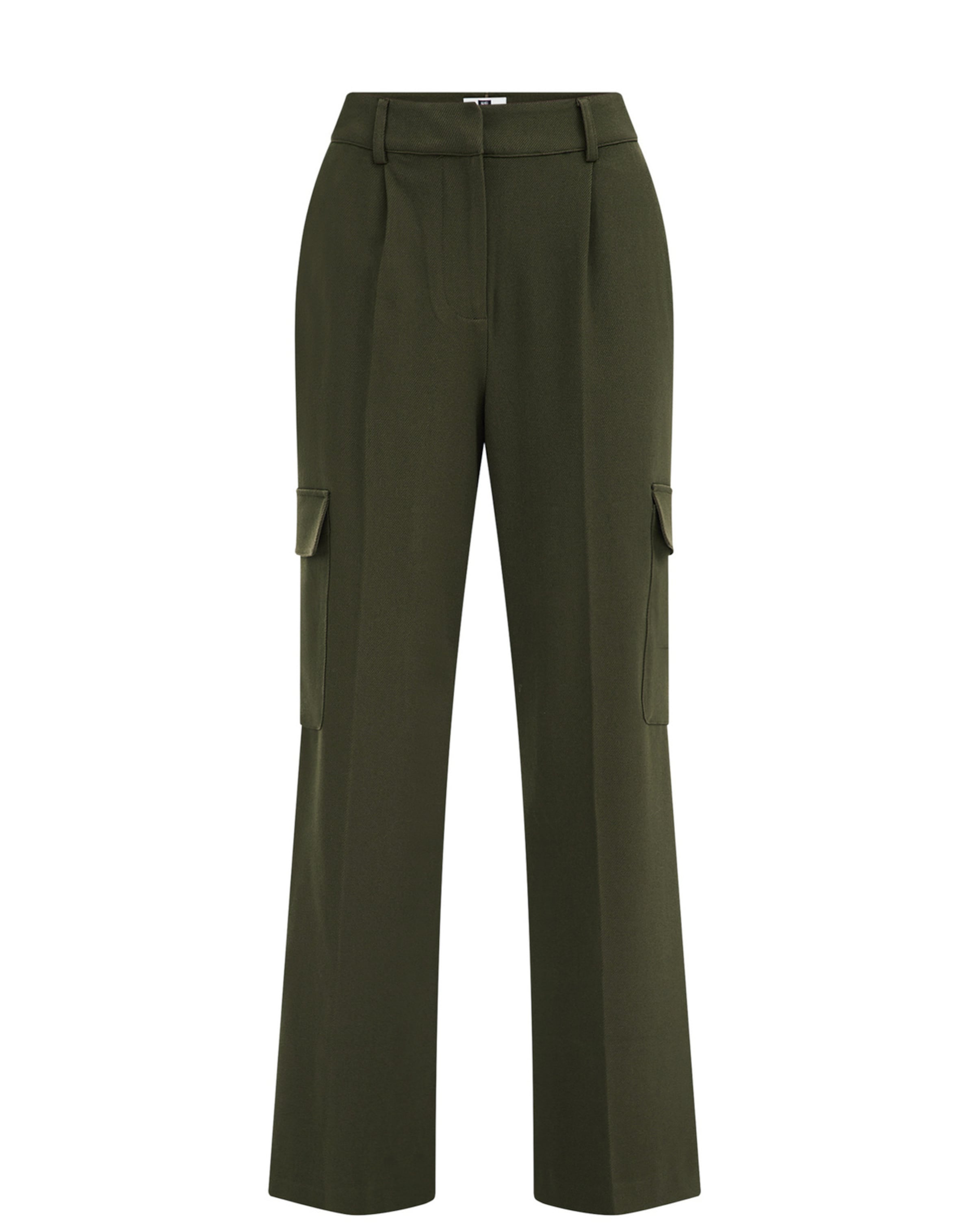 WE Studio tavaline Klapptaskutega püksid, värv roheline: eest vaates