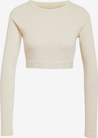 smėlio ADIDAS ORIGINALS Marškinėliai 'Ribbed Long Sleeve Crop': priekis