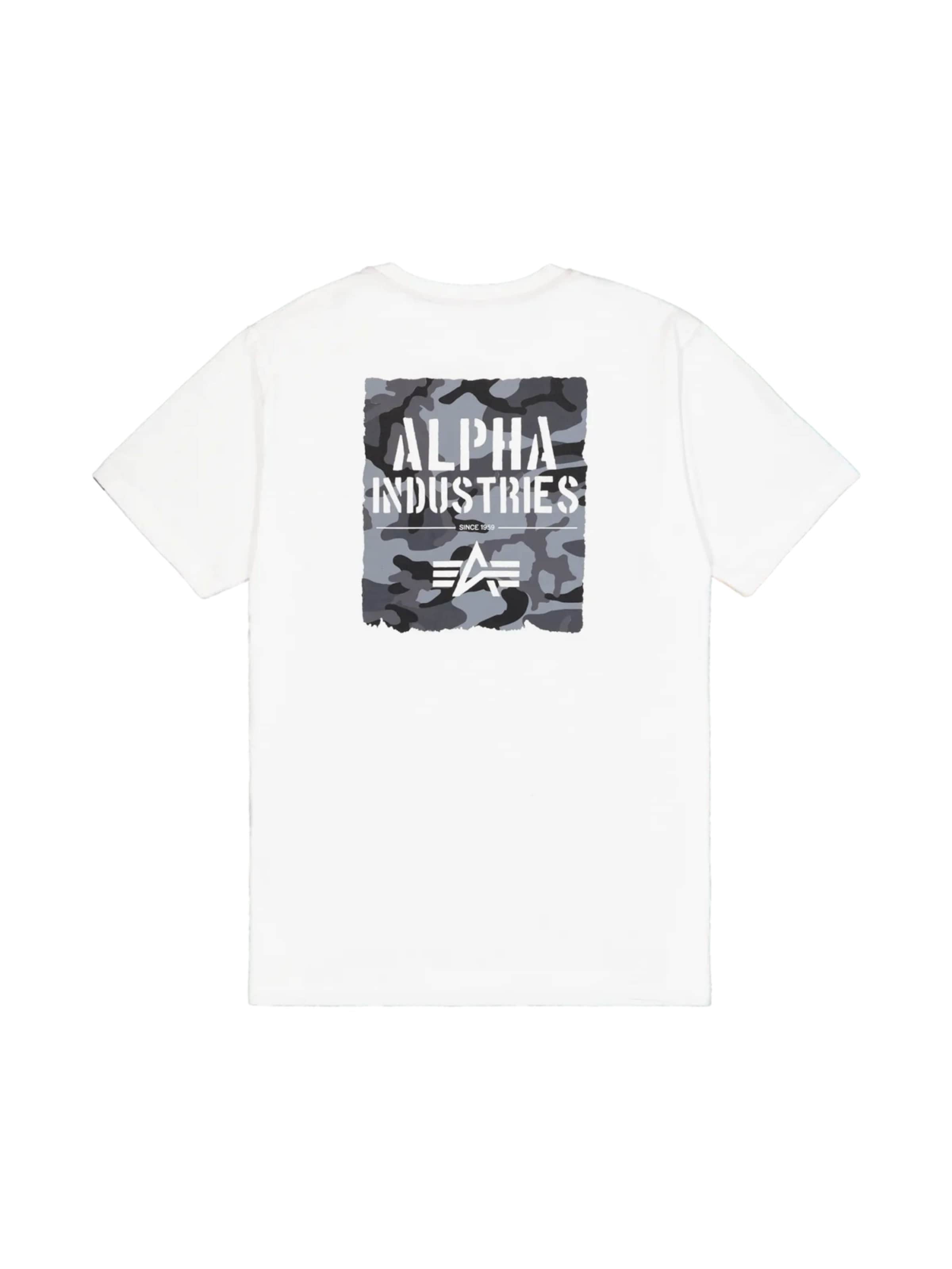 Maglietta 'Camo Print' di ALPHA INDUSTRIES in bianco