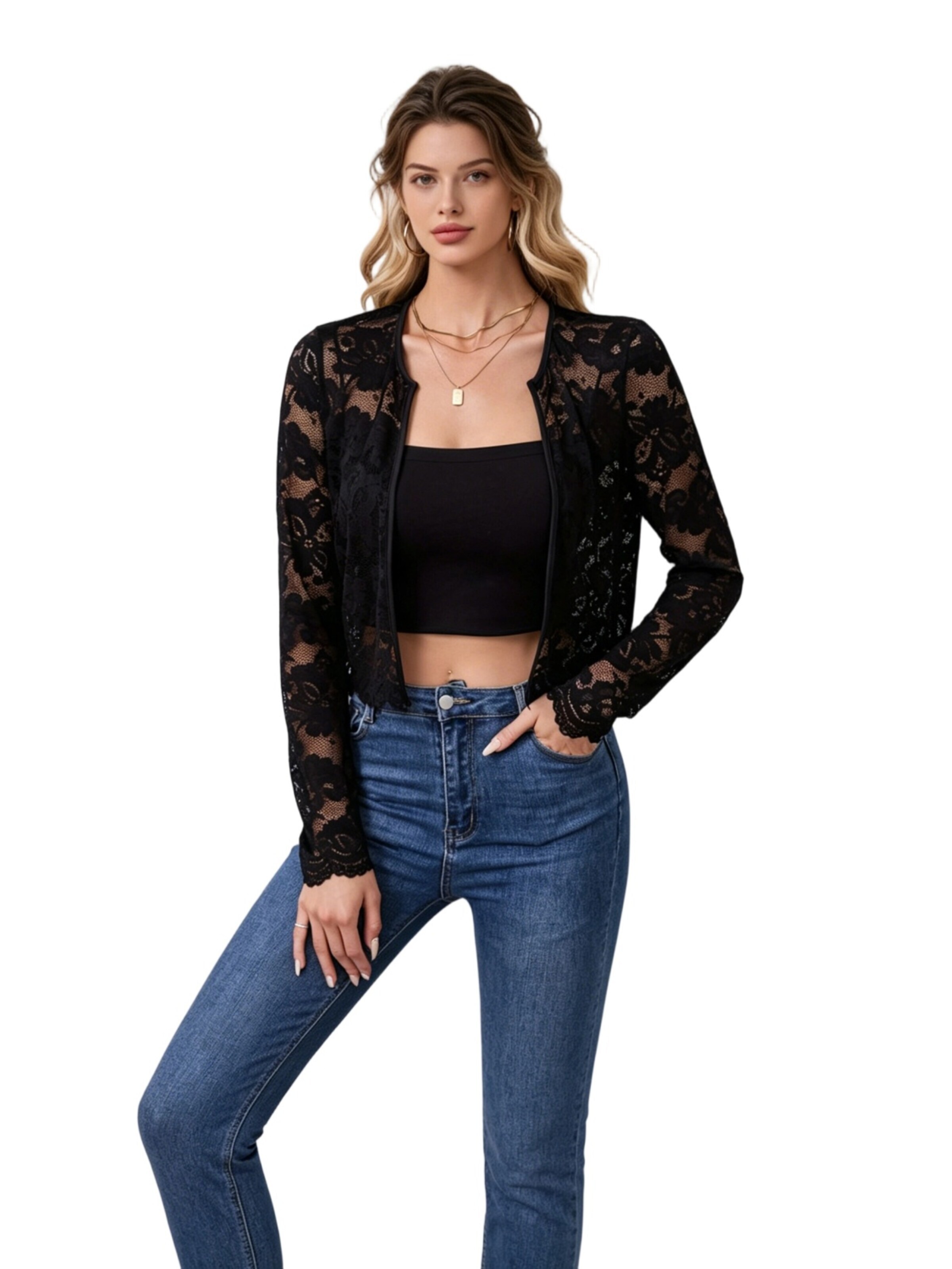 Yesfashion Kardigan w kolorze czarny