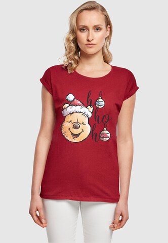 ABSOLUTE CULT Shirt 'Winnie The Pooh - Ho Ho Ho Baubles' in Red: front