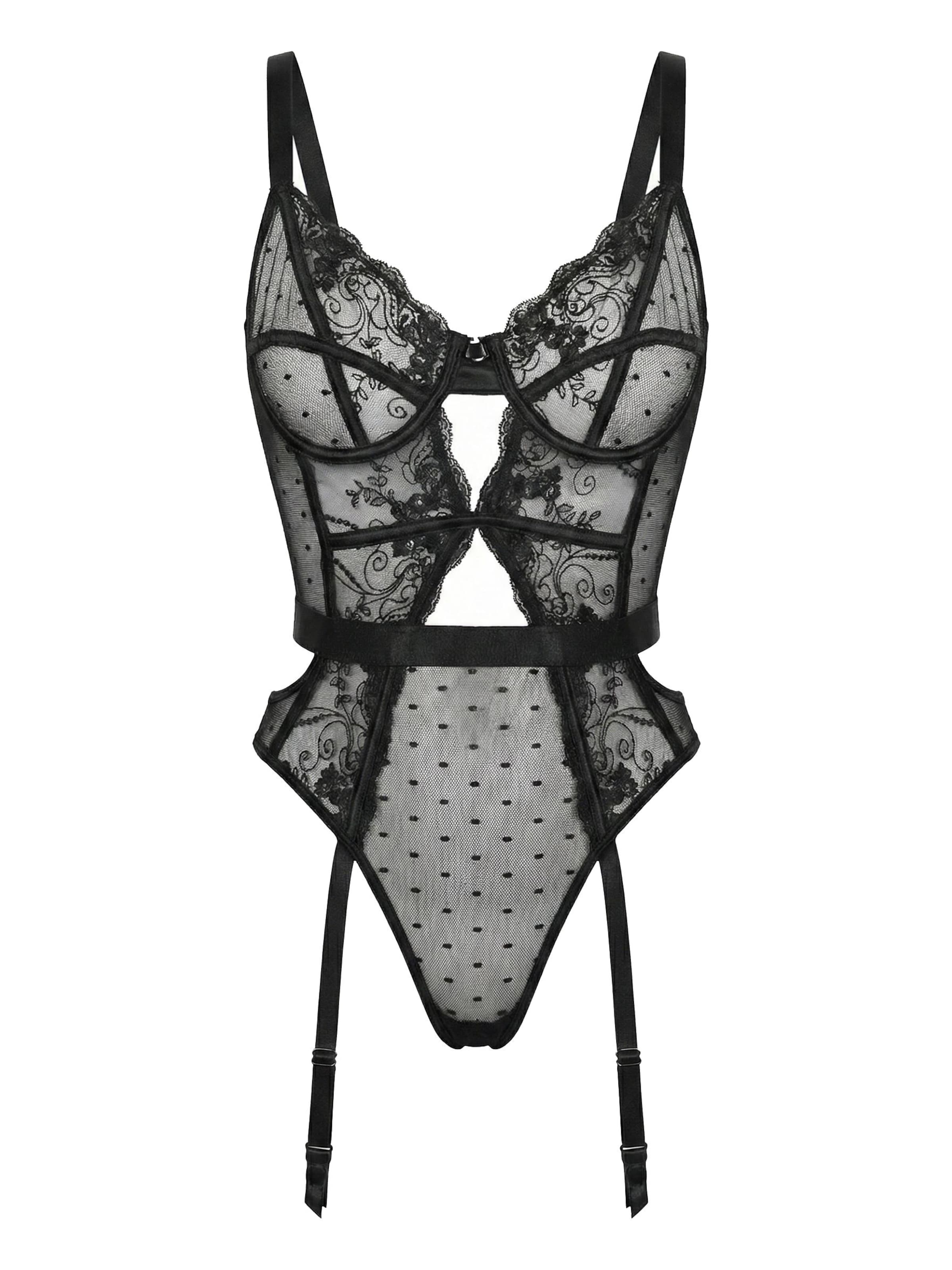 L.BEV Body 'Passione Nera' in Schwarz: Vorderseite