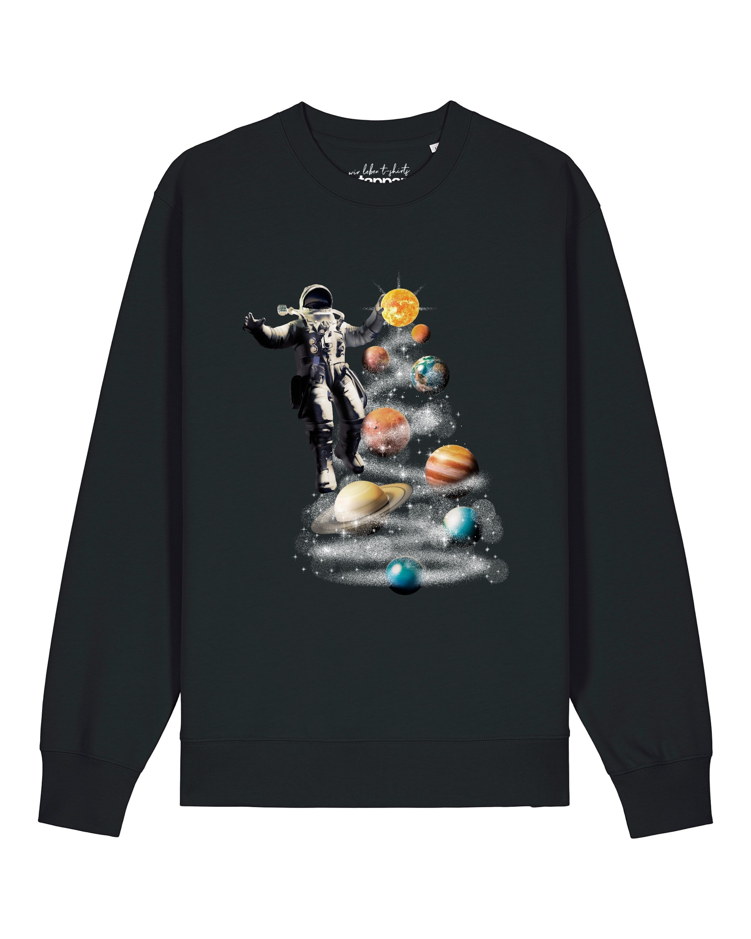 Watapparel Sweatshirt 'Weltraumreise' in Black: front