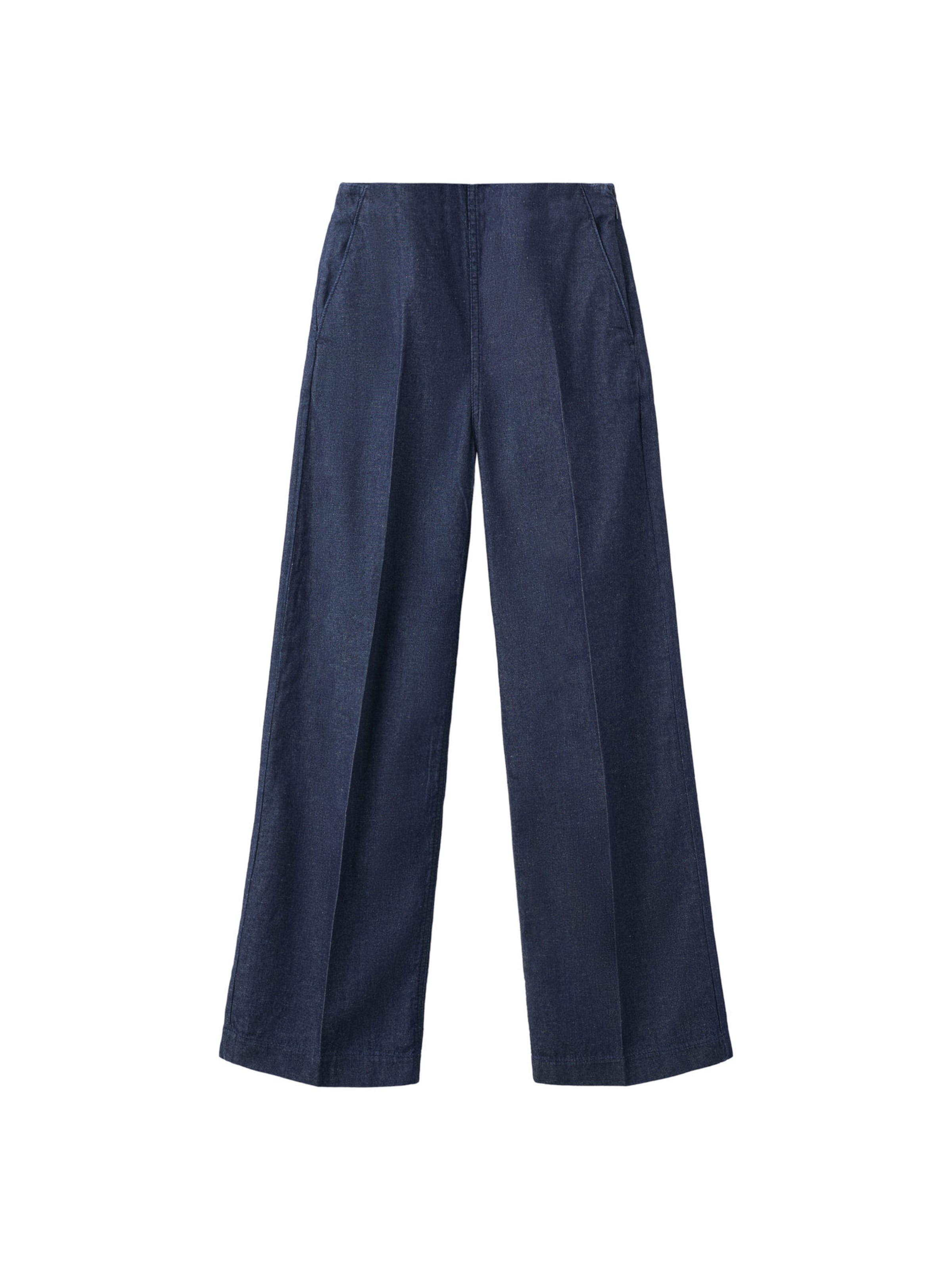 Largi Pantaloni cu dungă 'CARLA' de la MANGO pe albastru: față