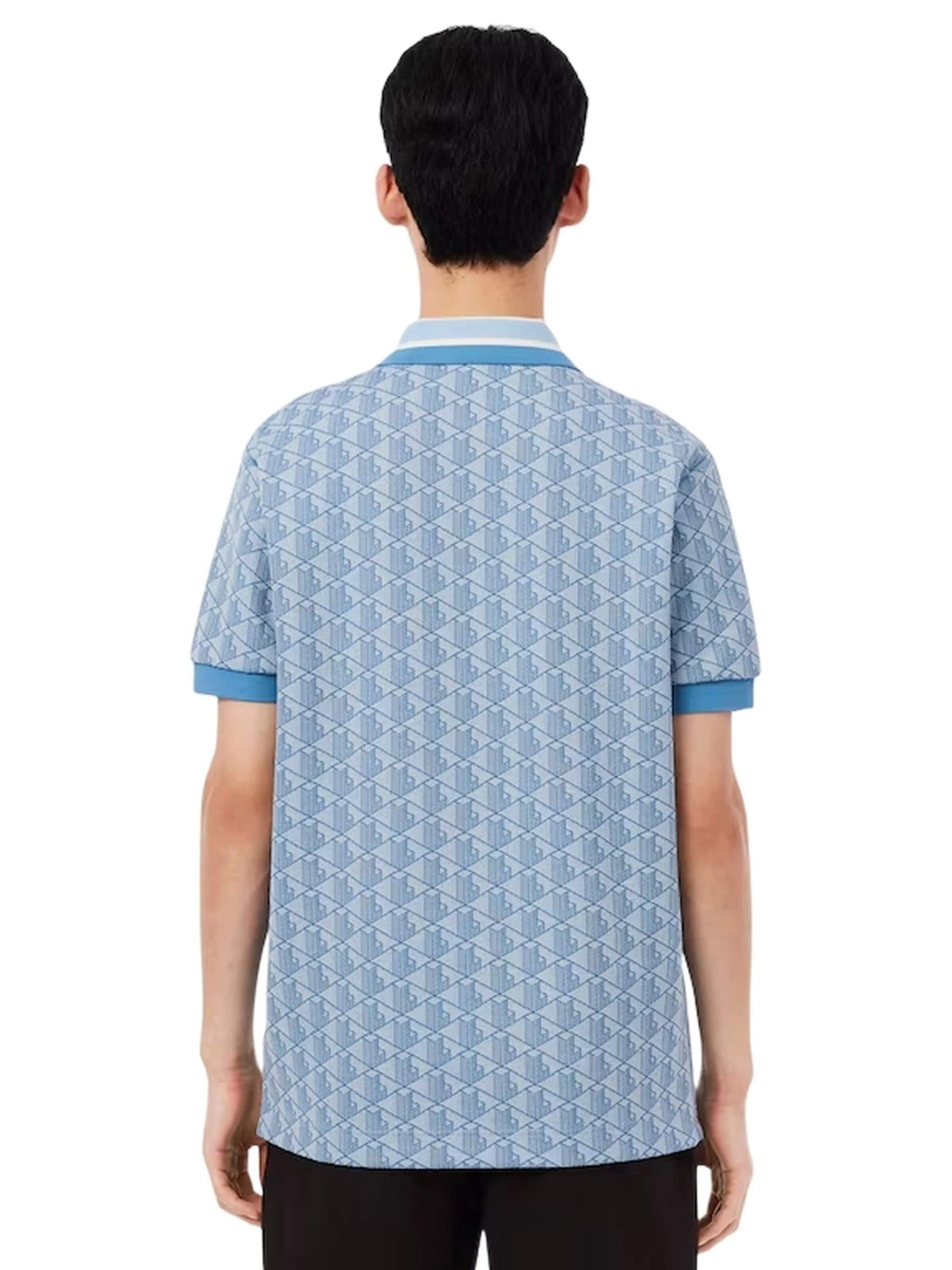 LACOSTE - Camisa 'Polo lacoste celeste jaquard monogram shirt' em azul